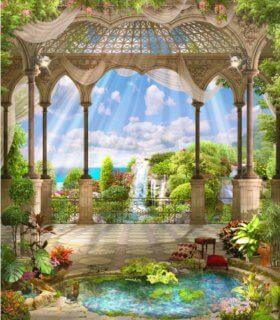3d.251.jpg کاشی سه بعدی طرح منظره از خانه شیک